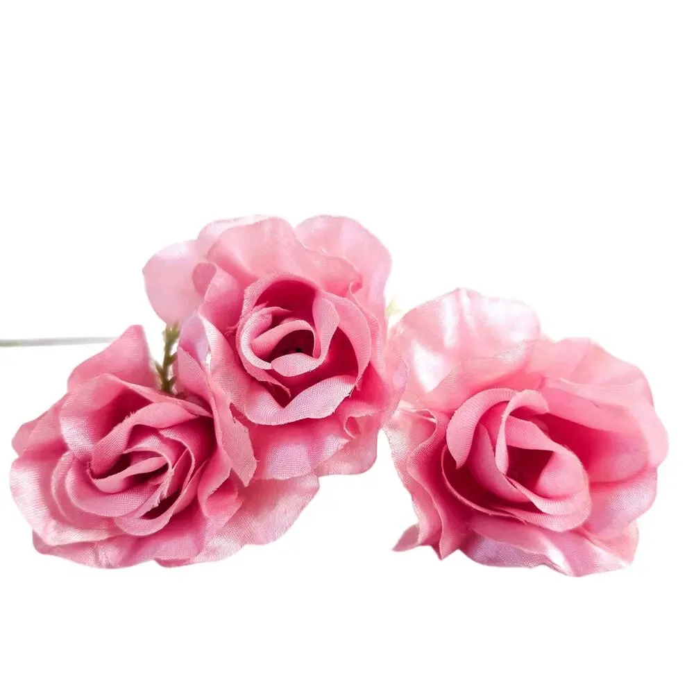 66 Light Pink Satin Artificial Roses 2.5in Flower Stems Wedding Crafts DIY Decor